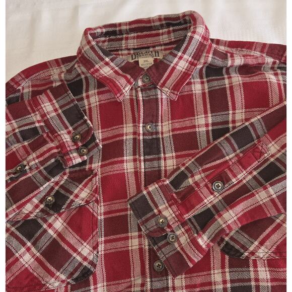 Duluth Trading Co Mens Red Plaid Shirt 3XL Flannel Shacket Heavyweight Outdoor - Picture 1 of 16
